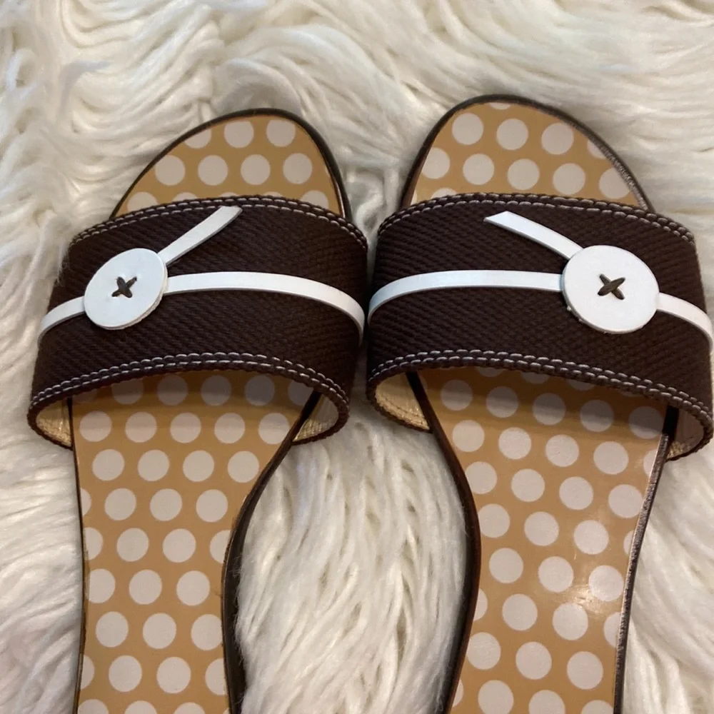 Kate Spade Sandals size 7B made in Italy brown and white color excellent condi - Picture 13 of 16